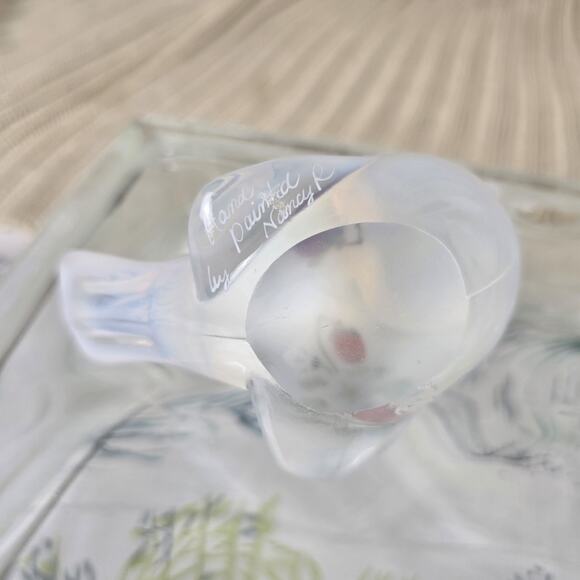 Fenton Glass Opalescent Strawberries & Flowers Hand Painted Bird Signed - Picture 14 of 16